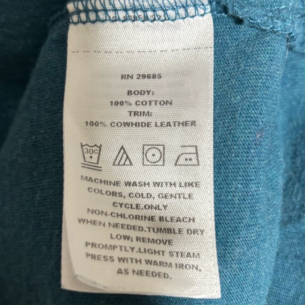 Men’s Pendleton Teal Blue Leather Patch Pocket Te… - image 7